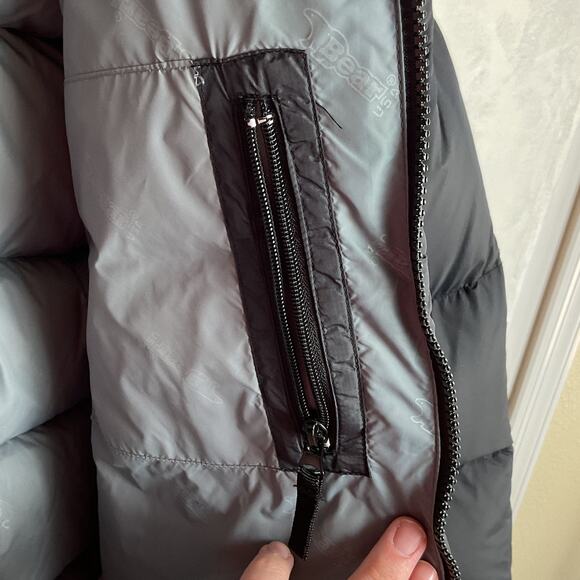 Bear USA Down Feather Full Zip Puffer Jacket Black Large - Picture 9 of 12